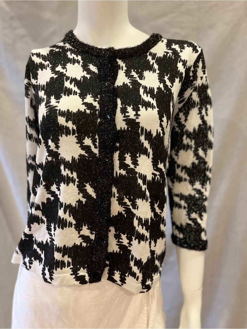 August Silk Bold Houndstooth with Metallic accent